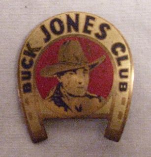 Buck Jones Cowboy Club Horse Shoe Shape Brass Badge 1930s