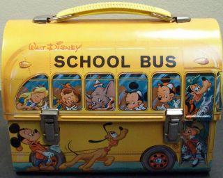Walt Disney School Bus Metal Lunch Box Metal Thermos Aladdin Nashville 