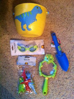   Kids Lot Bucket Magnifying Glass Sunglasses Trowel Dinosaurs