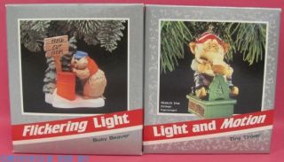   Ornament Lot 1989 TINY TINKER & BUSY BEAVER Light Motion MIB NRFB R2Z