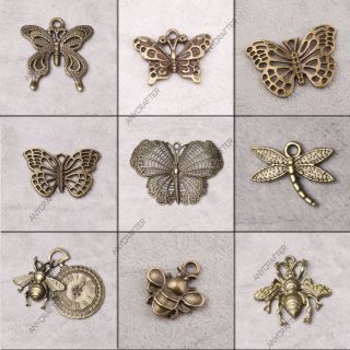 Antique Brass Vintage Insect Butterfly Jewelry Findings Charms Pendant 