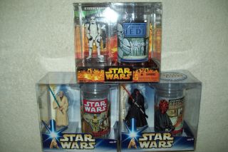 Star Wars Stormtrooper Darth Maul Obi Wan Kenobi Figure and Cup Sets x 