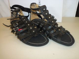 Nine West New Womens Buzzie Black Leather Sandals 8 5 M Shoes