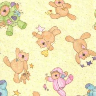 Auction includes 1 Beddie Bye Bear Tossed Cotton Flannel Fat Quarter
