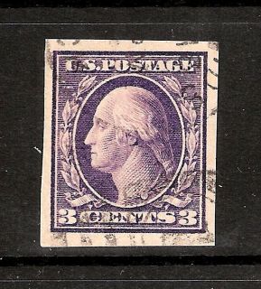SCOTT 484 VF XF USED 3 CENT PURPLE IMPERFORATE STAMP TYPE II 