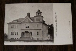 High School Building Island Falls Me Postcard CA 1910