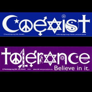 Coexist Bumper Sticker and Tolerance Bumper Sticker