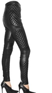 Burberry Prorsum Runway Leather Lycra Biker Skinny Pants Size 38 Black 