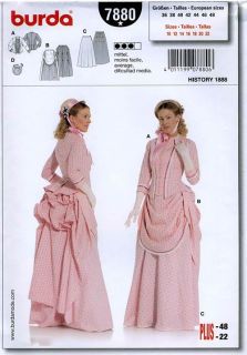   Era Bustle Dress Top Skirt Burda 7880 Sewing Pattern Sz 10 22