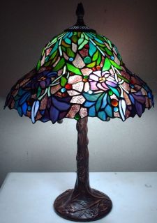 NEW TIFFANY BURDETT STAINED GLASS LAMP TT101318 FLORAL HAT BELL SHAPE 