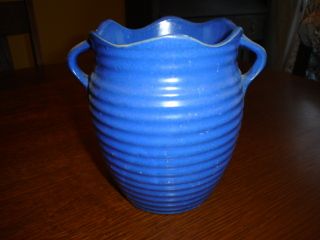 Vintage Burley Winter Art Pottery Royal Blue Ribbed 6 Vase