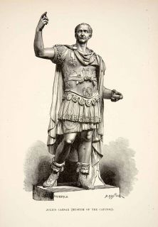   Engraving (Photoxylograph) Roman Julius Caesar Statue Sculpture Rome