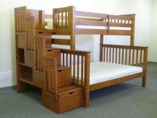 Stairway Bunk Bed Twin Over Full in Expresso 4 Drawers Built in to The 