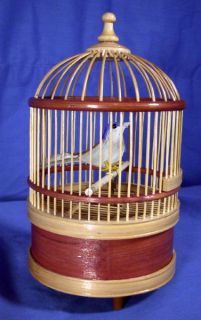 Singing Bird in Cage Wind Up Motion Chirping Bellows Mechanism Real 