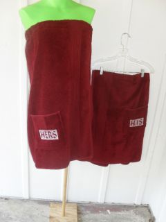 His Hers Terry Shower Beach Towel Wraps Set Crimson
