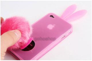 Blue Bunny Rabbit Ears Gummy Silicone Gel Case Fur Tail iPod Touch 4 