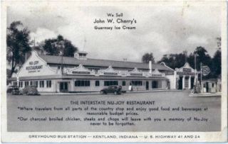 1930s Kentalnd in Nu Joy Greyhound Bus Station Postcard