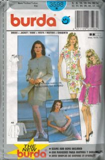 Sewing Pattern Burda 3598 Womens Suit Dress Jacket Size 8 44 Uncut 