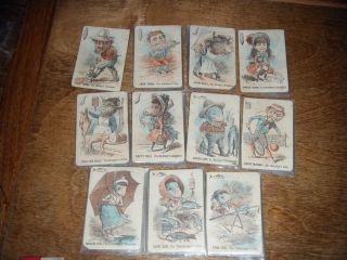 11 Vintage 1890s Dr Busby Game Playing Cards Different Characters 