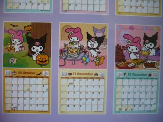 Sanrio My Melody Kuromi Hang Wall Calendar 2011 Sticker