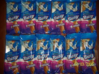 12 Packages of 2 ct Rollhide Busy Bones 24 LARGE Dog Treats 6oz exp 10 