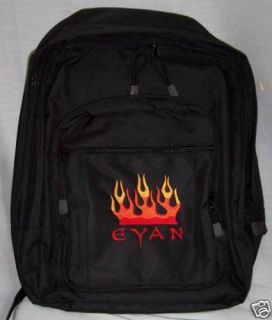 Personalized Flames Fire Backpack School Book Bag New