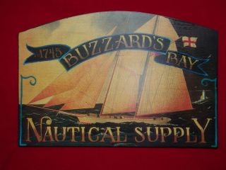 Buzzards Bay Nautical Supply Unique Hand Painted Wood Sign Clipper 