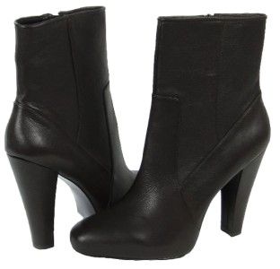 Calvin Klein Womens Leather Side Zipper Mid Calf High Heel Boots Brown 