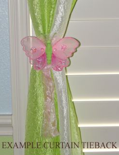 Butterfly Curtain Hailey Nursery Room Pink Brown Tie Back Tiebacks 