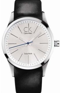 Calvin Klein Bold Silver Dial Leather Mens Watch K2241126
