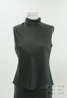 Calvin Klein Collection 2pc Dark Green Silk Top Skirt Set Size 6 
