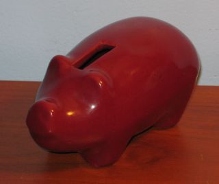 Bybee Kentucky Pottery Signed BB Pig Piggy Bank Still Burgundy