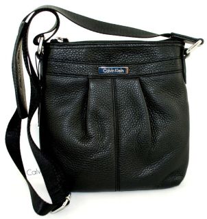 Calvin Klein Designer Black Leather Crossbody Bag Handbag Purse