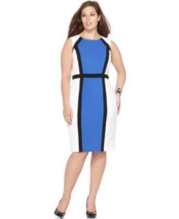 Calvin Klein NEW Multi Color Colorblock Sheath Wear to Work Dress Plus 