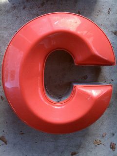 LARGE RED VINTAGE INDUSTRIAL MARQUEE NEON SIGN CHANNEL LETTER C