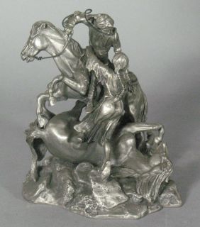 Fine Lance Pewter Sculpture The Rescue by Don Polland C 1970s