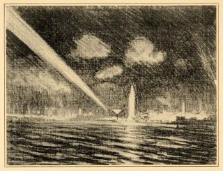 1909 Joseph Pennell Coney Island New York Bay NYC Print Original 
