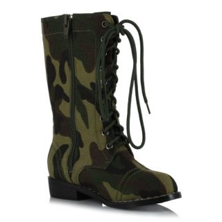 Camouflage Military Soldier Army Costume Lace Up Laces Ankle Boots 
