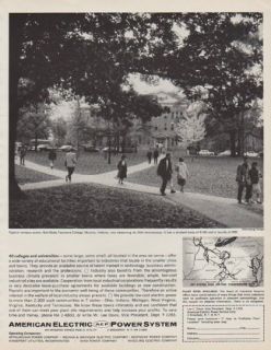 1963 American Electric Power System Ad Typical campus scene ad