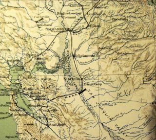 Large California Nevada Oregon Idaho 1867 Map Forts