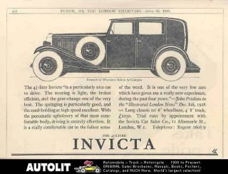 1929 Invicta Weymann Cadogan 4 5 Litre Saloon Ad