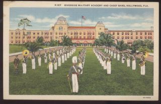 Postcard Hollywood Florida FL Riverside Military Academy Cadet Band 