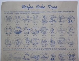 Mickey Mouse 1954 Bakery Wafer Cake Tops Decoration Display Sign 