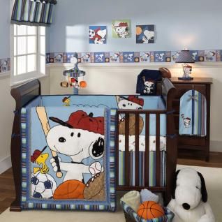 Snoopy Dog 5pc Blue Sports Ball Soccer Bird Nursery Baby Boy Crib 