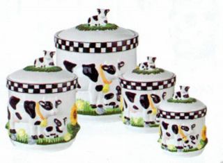 Kitchen Canisters 4pc Canisters Set Cow Decor Farm