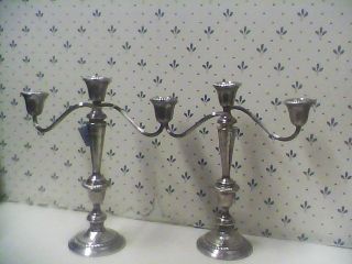 Sterling Silver Candle Stick Holders Very Nice Weight in The Pounds 