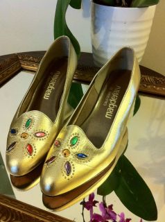 MAGDESIANS California Vintage GOLD Classic Shoes Heels US 6 5 UK 4 5 