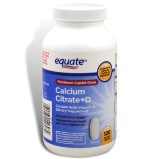 Calcium Citrate + D 630 mg, 120 Caplets   Equate