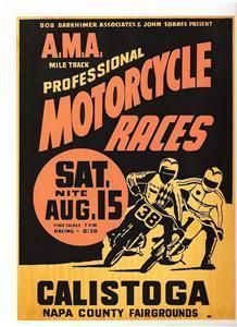 Calistoga AMA Flat Track Repro Race Vintage Poster
