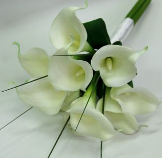 Latex White Cream Calla Lily Wedding Bouquet Artificial Flowers Posy 